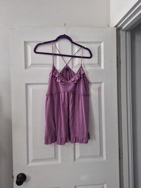Women's Purple Ruffle-Trim Tank Top